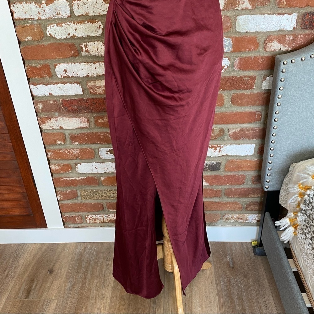 Significant Other Gracie One-Shoulder Cocktail Maxi Dress New Size 6 Burgundy - Picture 10 of 11